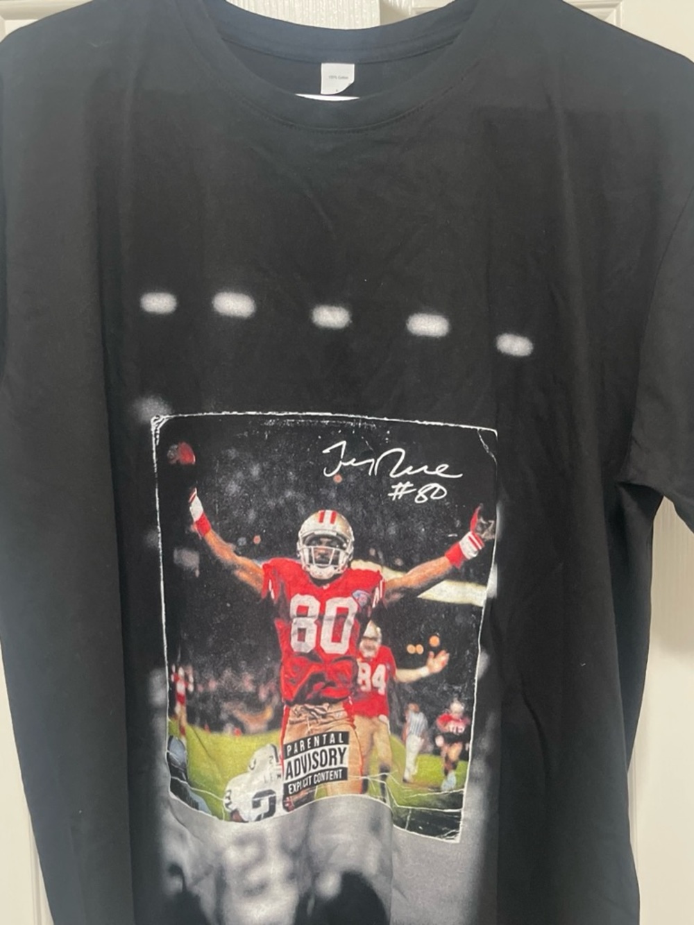 Men's Black Graphic Football Print T-Shirt